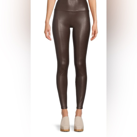 Pants - Women's Brown Faux Leather Leggings